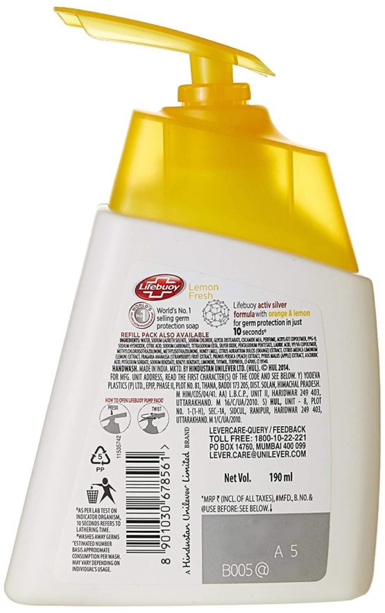 Lifebuoy Activ Silver Formula Lemon Fresh Handwash 190ml