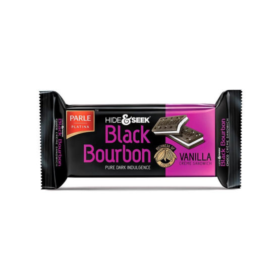 Parle Hide Seek Bourbon Black Vanilla creme Biscuit 100g
